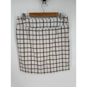 4 All By Jofit Women's Sz 6 Plaid Skort Mini Pockets Beige Purple‎ Green Cute